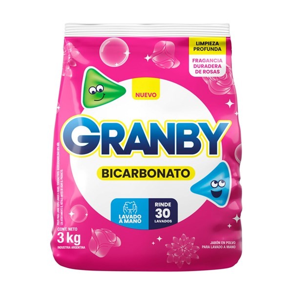 Jabón en Polvo Para Ropa Granby Lavado a Mano Rosas 3 kg. alt