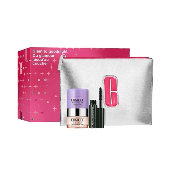 Clinique Glam To Goodnight Crema gel de Ojos + máscara de pestañas +  Bálsamo limpiador
