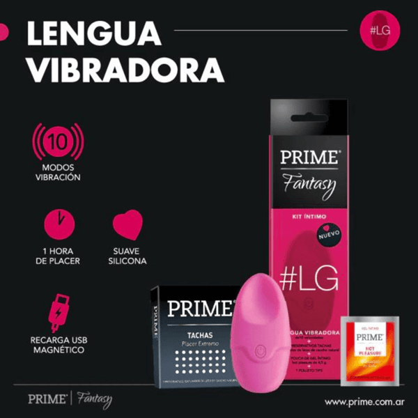 Prime Set Íntimo Fantasy Lg Lengua Vibradora + Preservativos + Gel Íntimo alt