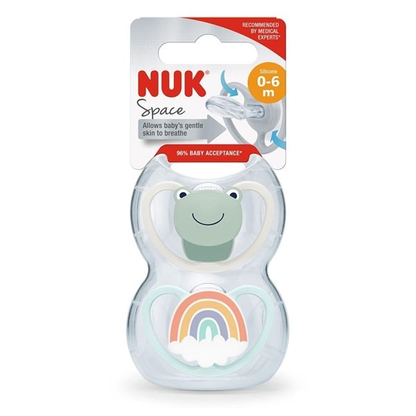 Nuk Chupete Space T1 Rana/Arcoiris (2 Unidades) alt