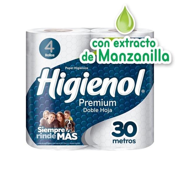 Papel Higiénico Higienol Premium Doble Hoja x 4 rollos x 30 m C/U alt