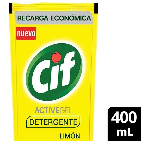 Lavavajilla Active Gel Limon Doypack 400 ml Cif #1