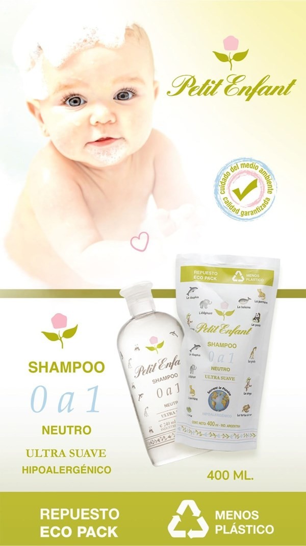Petit Enfant Shampoo Neutro 0 a 1 Año Ecopack 400 ml