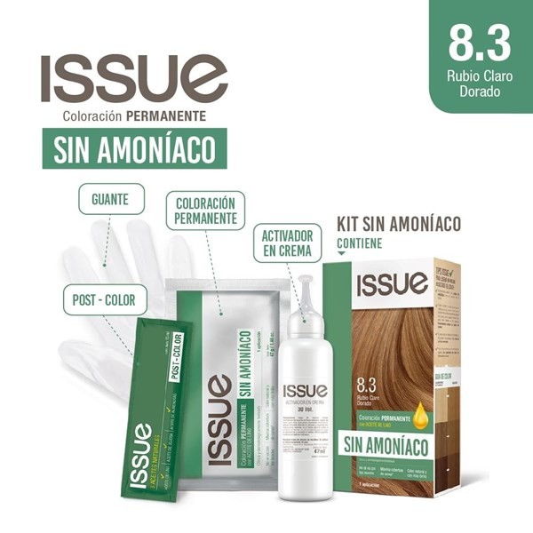 Issue Kit Sin Amoniaco Tono 8.3 Color Rubio Claro Dorado alt