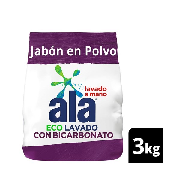 Jabón En Polvo Lavado A Mano Ala Con Bic Maxima Blancura 3 Kg. #1