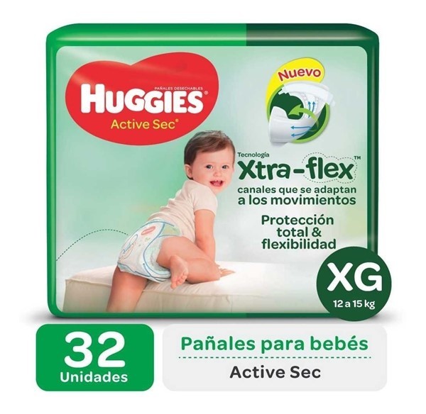 Huggies Pañales Active Sec Talle Xg (32 Unidades)