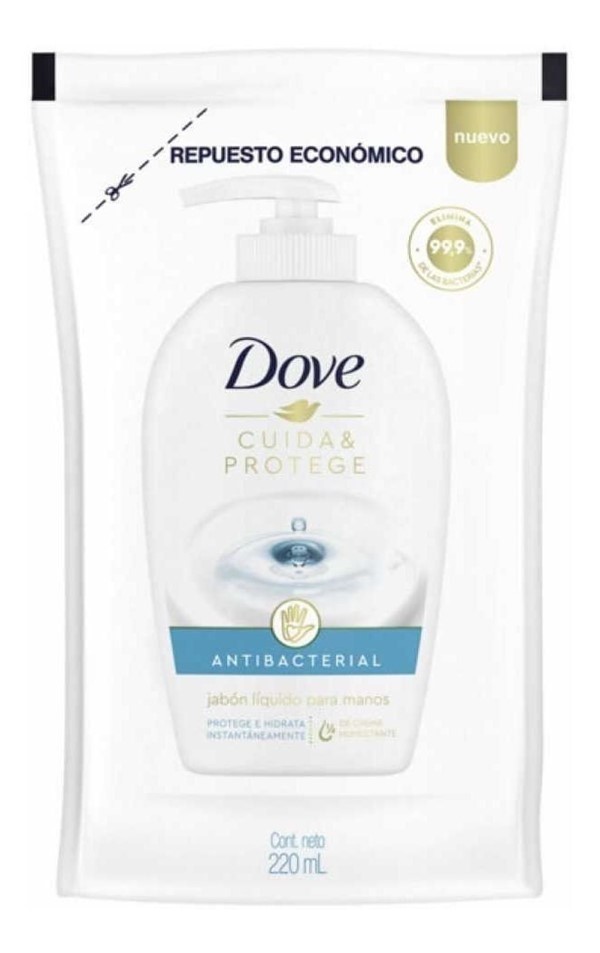 Dove Jabon Liquido Antibacterial Manos Repuesto 220 ml