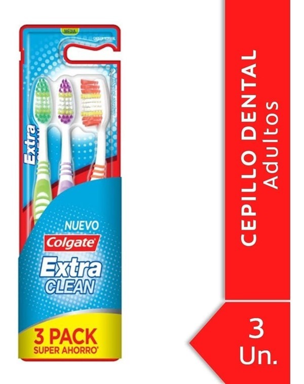 Colgate Cepillo Dental Extra Clean Medio Pack (3 Unidades)