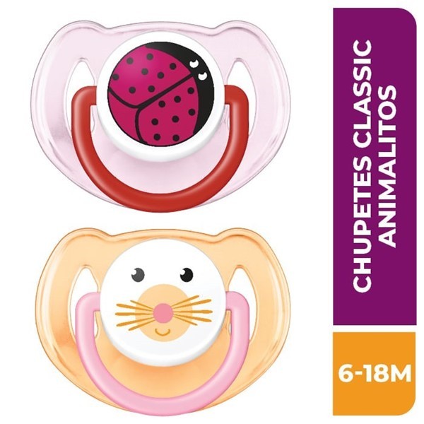 Avent Chupetes Classic Deco Animales (6-18m) Scf182/15 (2 Unidades)