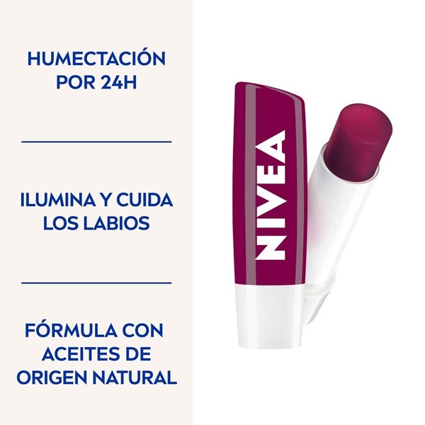 Nivea Protector Labial Humectante Blackberry Shine Para Todo Tipo De Piel 4.8 Grs alt