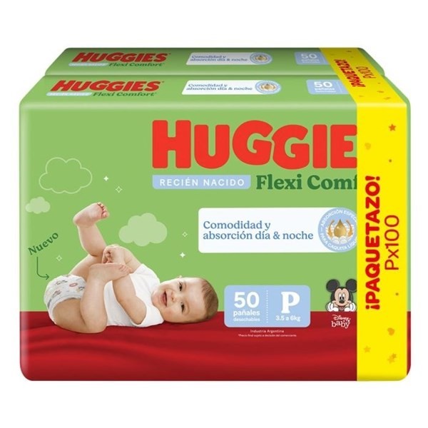Pañales Huggies Flexi Comfort Talle P | 100 Unidades #1