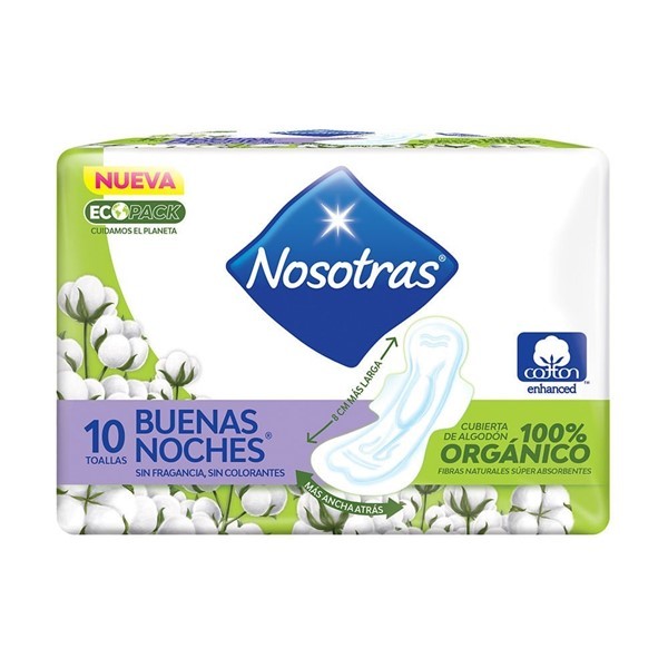 Nosotras Toalla Femenina Buenas Noches Organico (10 Unidades) alt