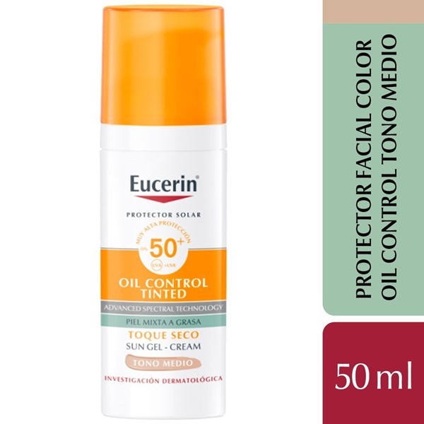 Eucerin Protector Solar Oil Control Sun Face Toque Seco Tono Medio Fps 50 50 ml