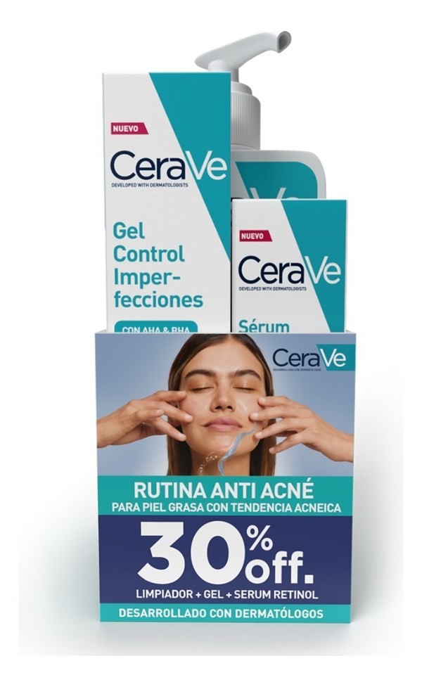 Cerave Rutina Anti Acné 3 Pasos | Limpiador + Gel + Sérum Momento de Aplicación Noche Tipo de Piel Grasa #1