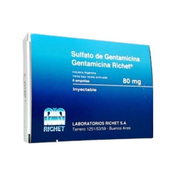 Laboratorios Richet Gentamicina Sulfato Richet 80 Mg Inyección Ampolla x 6 x 2 ml #1