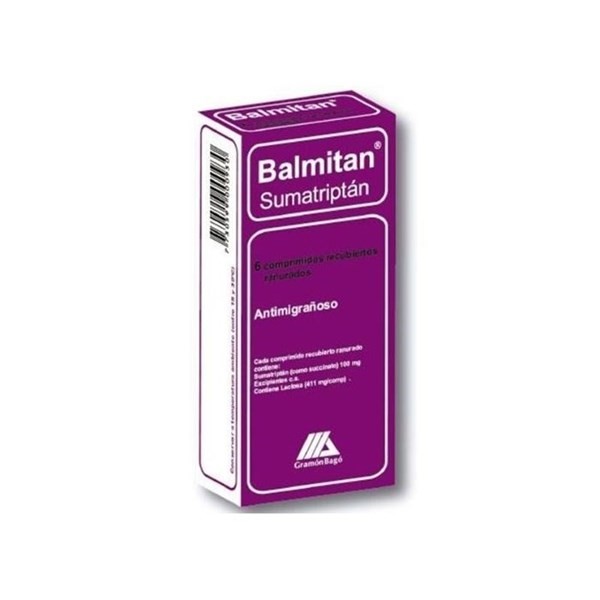 Balmitan 100 mg | 6 Comprimidos | Sumatriptán #1