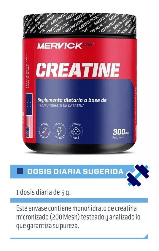 Mervicklab Creatina Monohidrato Mervick Lab Premium Potenciador 300 g Sabor Sin Sabor alt