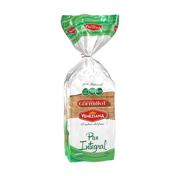Pan de Mesa Veneziana Integral Con Salvado 360 g.