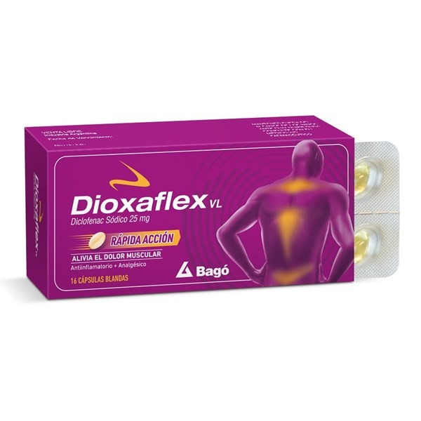 Bagó Dioxaflex Vl Rápida Acción Diclofenac Sódico 25 mg x 16 Cáps alt