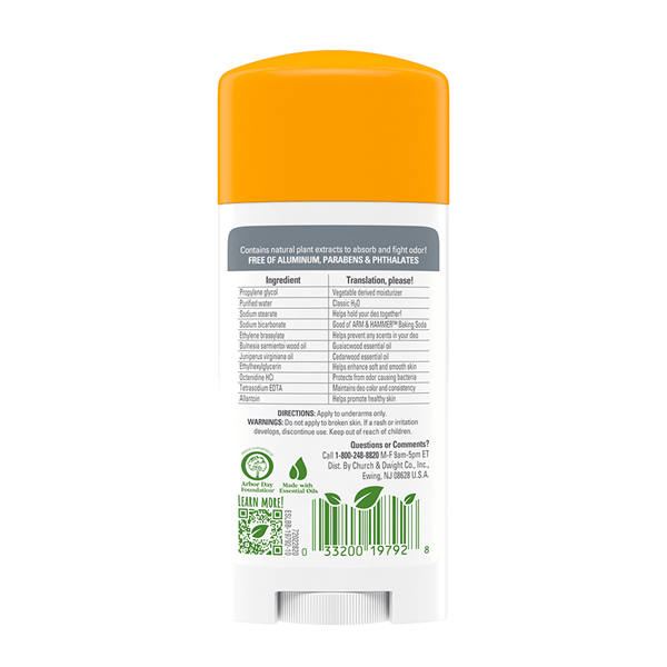 Desodorante Antitranspirante Arm & Hammer Essentials Natural Sin Perfume en Barra x 71 g alt