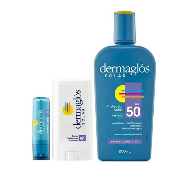 Dermaglos Kit Solar Facial Fps 50 + Labios Fps 30 + Corporal Fps 50 tamaño 3 Unid #1