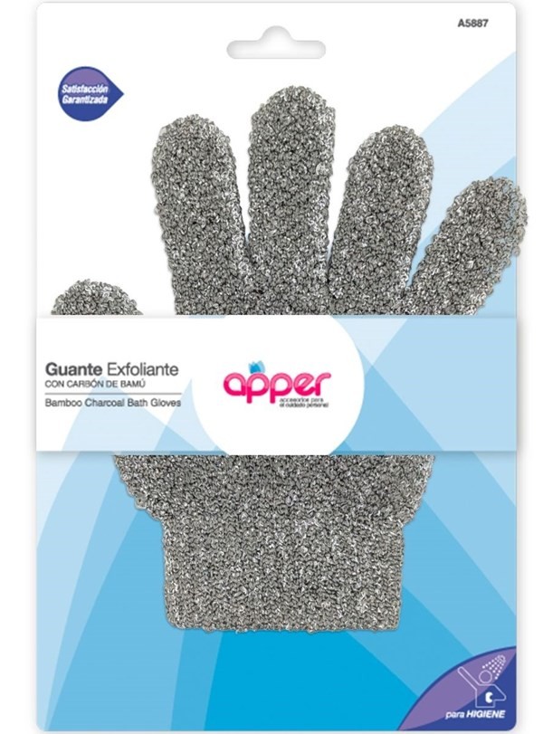 Apper Guante Exfoliante con Carbon de Bambu