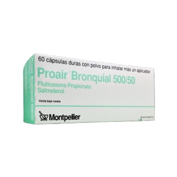 Montpellier Proair Bronquial Fluticasona + Salmeterol 500 / 50 Cáps para Inhalación x 60 Cáps Duras #1