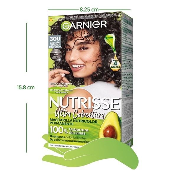 Nutrisse Kit de Coloración Permanente  ultra Cobertura Tono 30 Castaño Oscuro Profuo Color alt