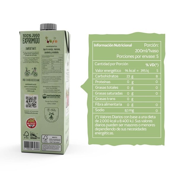 Pura Frutta Jugo Exprimido Blend Detox 1L alt