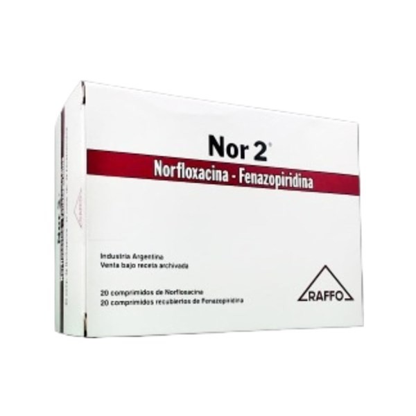 Nor 2 Raffo x 20 Comp de Norfloxacina 400 Mg + 20 Comp Recubiertos de Fenazopiridina 95 Mg