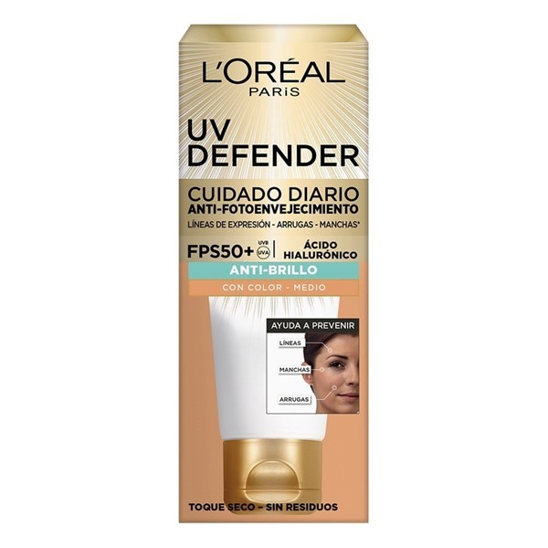 Loreal Paris Uv Defender Protector Solar Fps50 Anti Brillo Tono Medio 40 gr alt