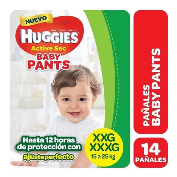 Huggies Active Sec Baby Pants Extra Extra Grande x 14 U #1