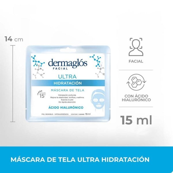 Dermaglós Máscara de Tela Ultra Hidratación 15 ml. 1 Unidad alt