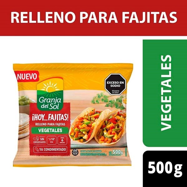 Relleno de Vegetales Para Fajitas 500 grs Granja Del Sol
