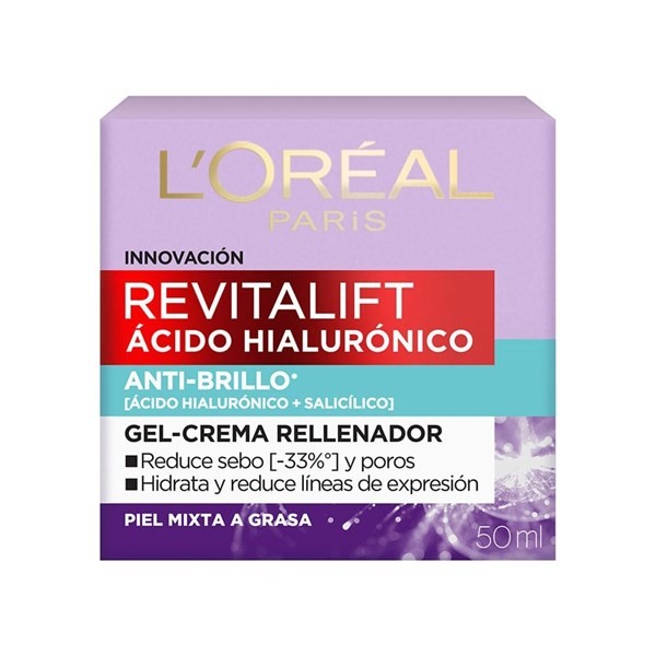 Loreal Paris Gel-Crema Facial Revitalift Acido Hialurónico Anti Brillo 50 ml alt