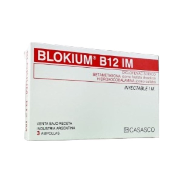 Casasco Blokium B12 Diclofenac+Vit.B12+Betametasona I.M Inyectable x 3