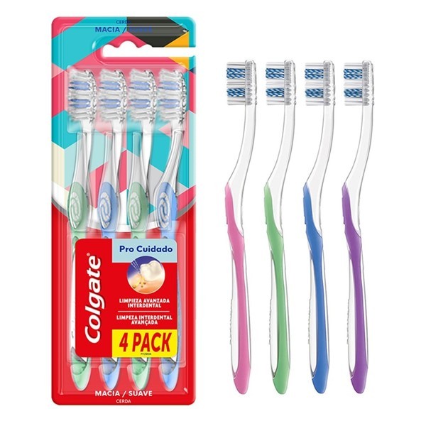 Colgate Cepillo Dental Pro Cuidado Suave Promo Pack (4 Unidades) #1
