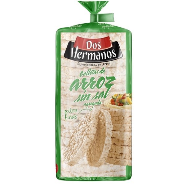 Galletas de Arroz Dos Hermanos Slim Integral Sin Sal x 100 g