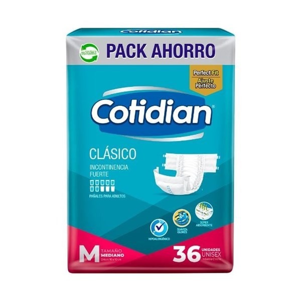 Pañales Adultos Cotidian Clásico Talle M | 36 unidades