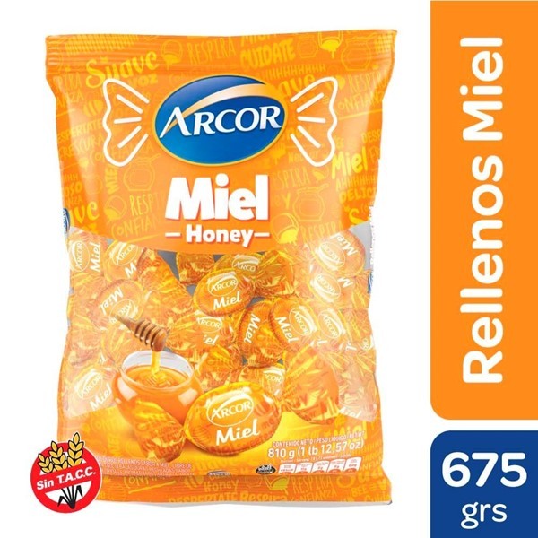Caramelos Arcor Duros Rellenos Miel X675g #1