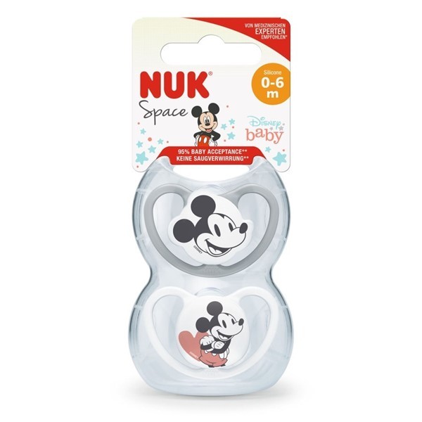 Set Chupete Nuk Mickey Mouse T1 Blanco/Gris x 2 un #1