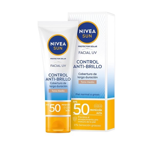 Protector Solar Facial Nivea Sun Control Antibrillo Tono Medio Fps50+ x 50 ml alt