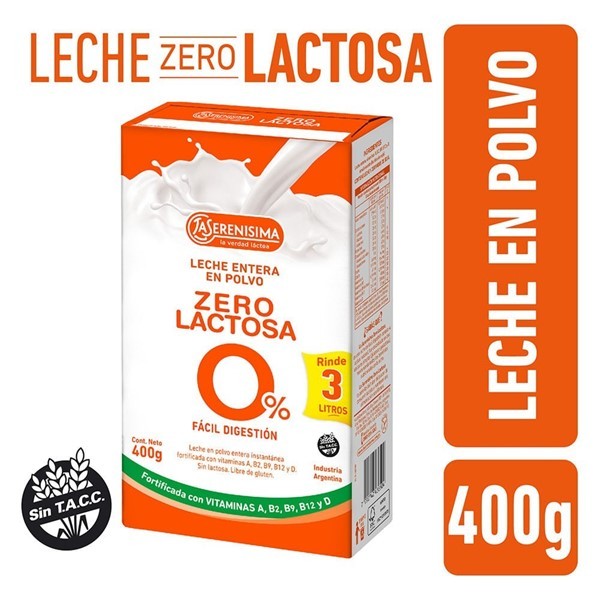 Leche En Polvo Zero Lactosa La Serenisima 400 Gr