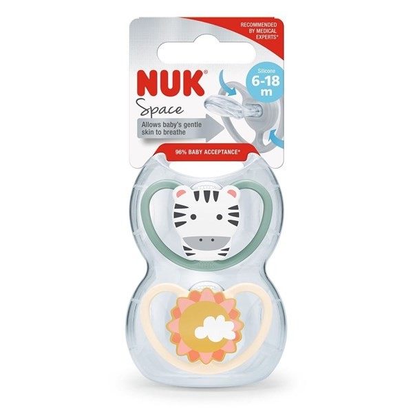 Nuk Chupete Space T2 Cebra/Sol (2 Unidades) alt