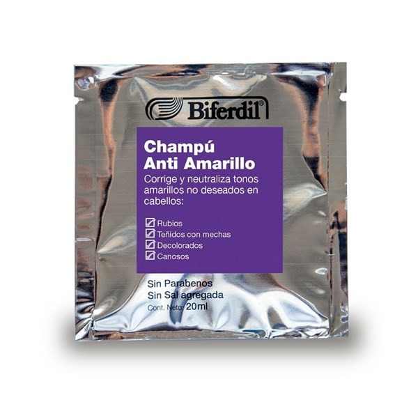 Shampoo en Sachet Biferdil Anti Amarillo x 20 ml