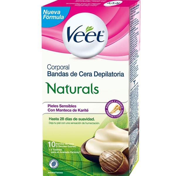 Bandas Depilatorias Veet Naturals Corporal Piel Seca x 10 un #1