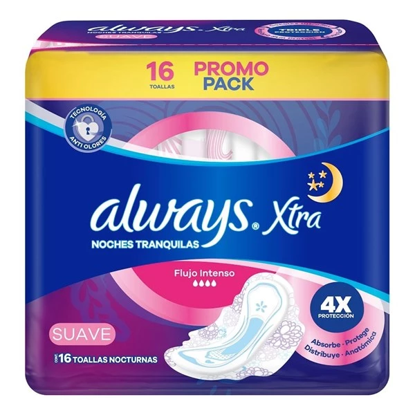 Toalla Femeninas Always Triple Protección Noche Suave x 16 un