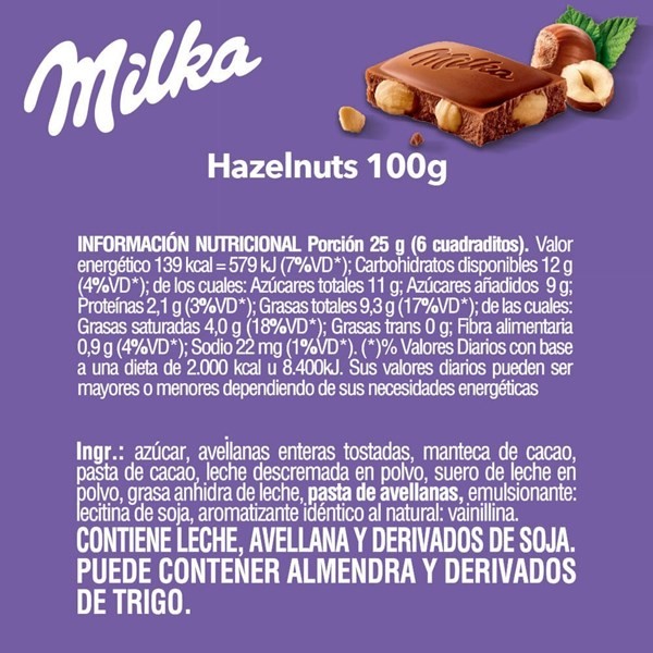 Chocolate Milka Con Avellanas 100 G. alt
