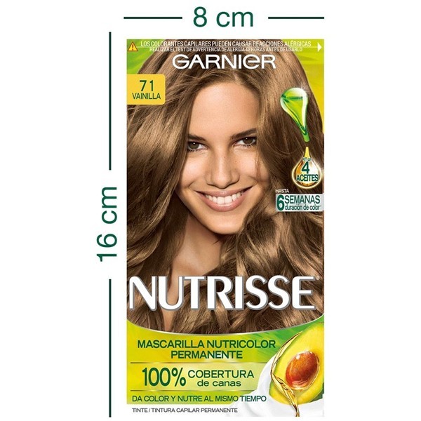 Kit Completo de Coloración Permanente Nutrisse Clásico Tono 71 Almendra 45g alt