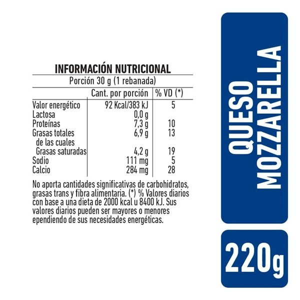 Mozzarella La Serenisima 220gr alt